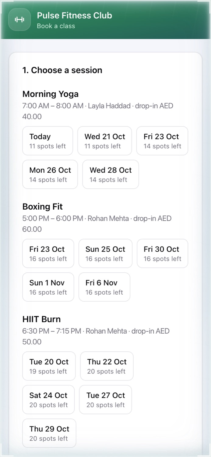 Class booking